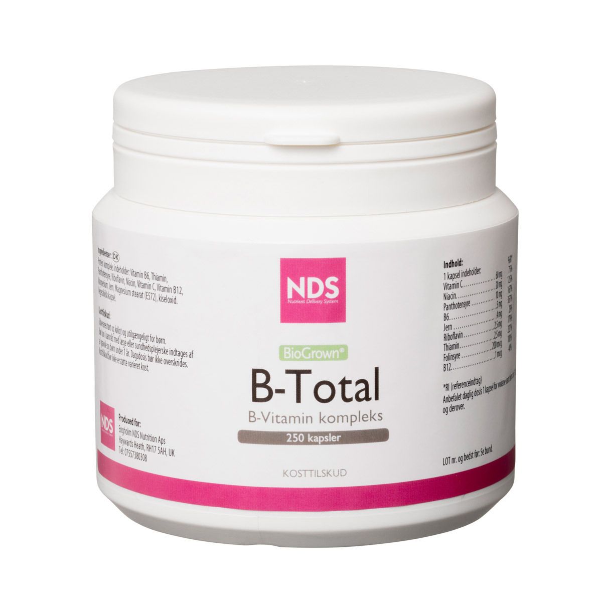 Kjøp NDS B-Total B-Vitamin Kompleks - 250 Stk. På Med24.no