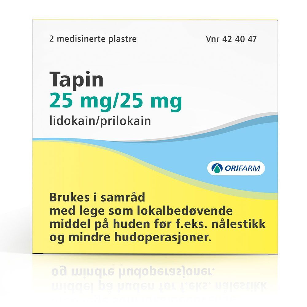 Kjøp Tapin Medisinert Plaster 25/25mg - 2 stk hos Med24.no